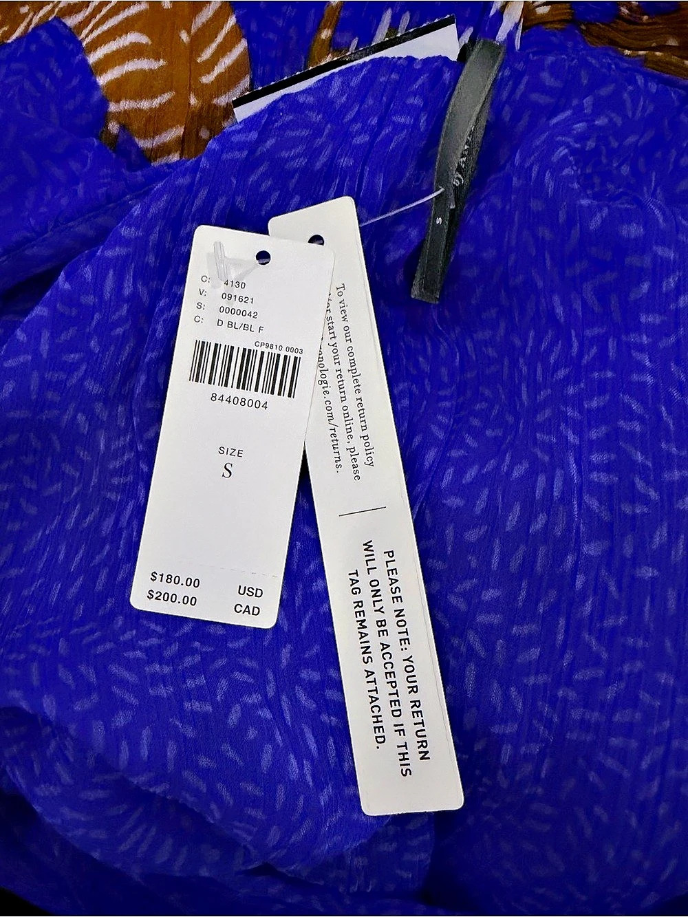 • Anthropologie Marais Printed Sheer Maxi Dress Blue Gold Floral Long Sleeve - Picture 10 of 10